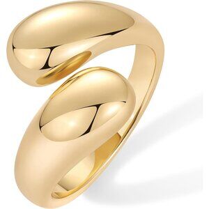 Women 14K Gold Plated Chunky Open Twist Stackable Bold Crossover  Rings